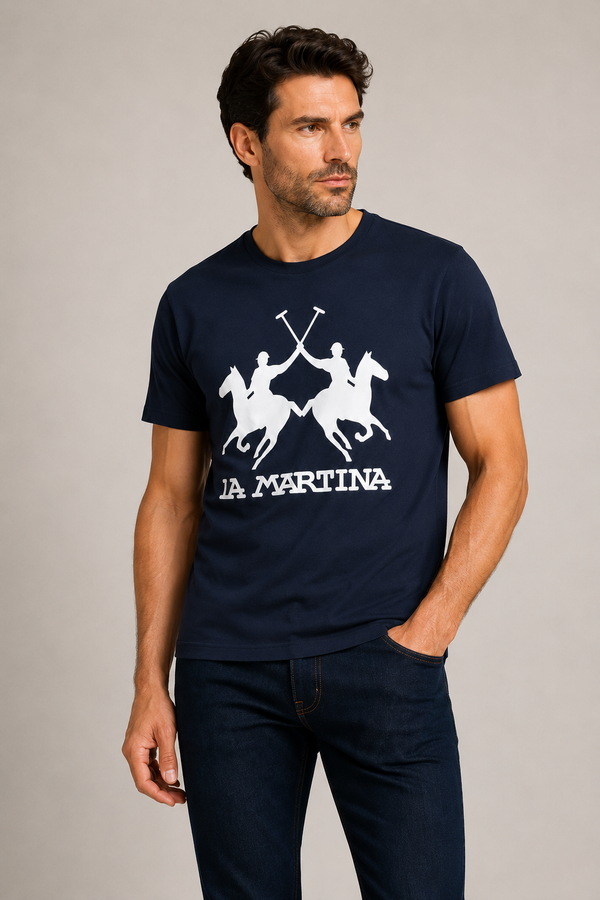 La Martina Brand Logo T-Shirt- Dark Navy