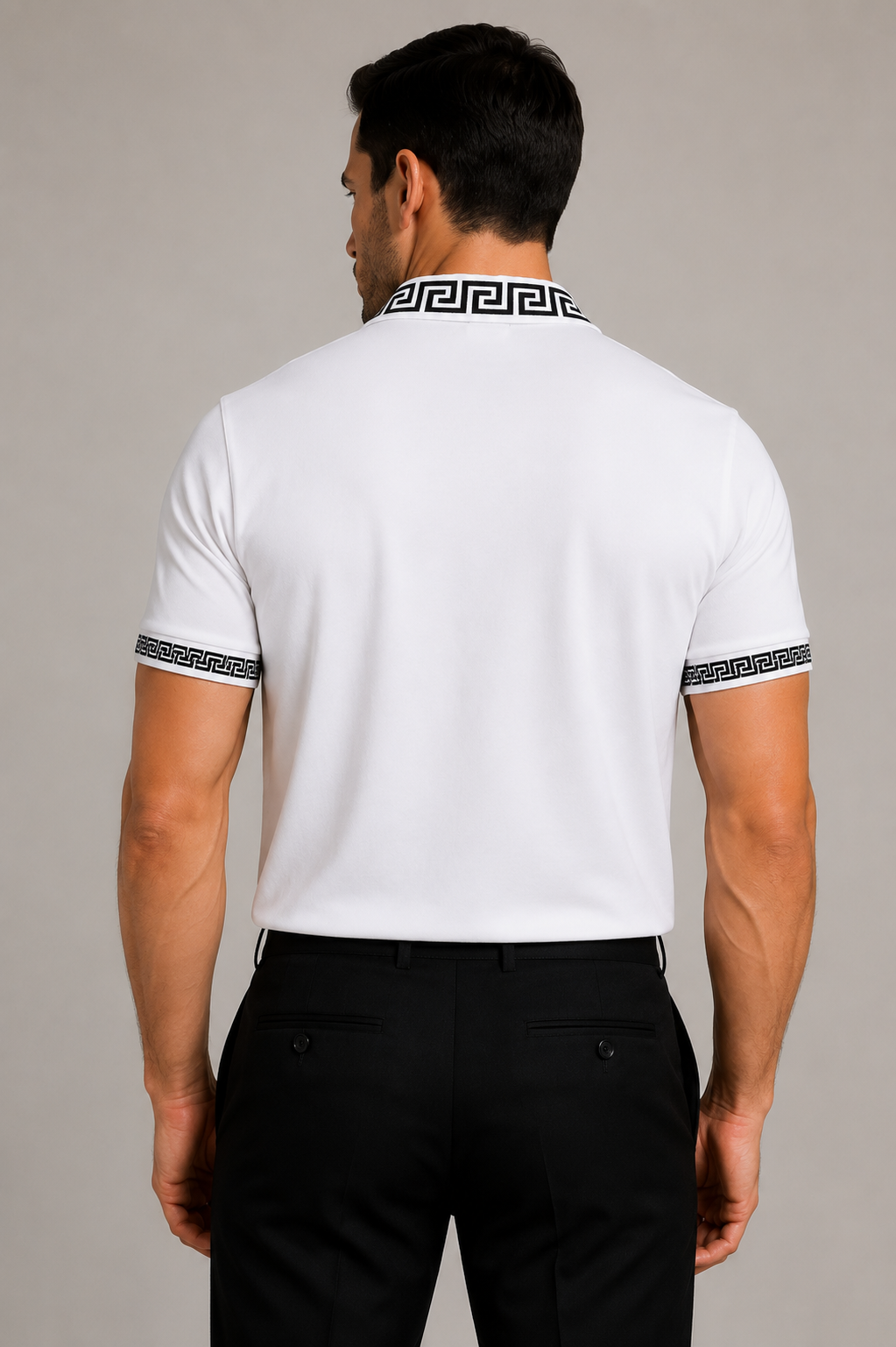 Versace Black Zip  Medusa Logo Polo – White