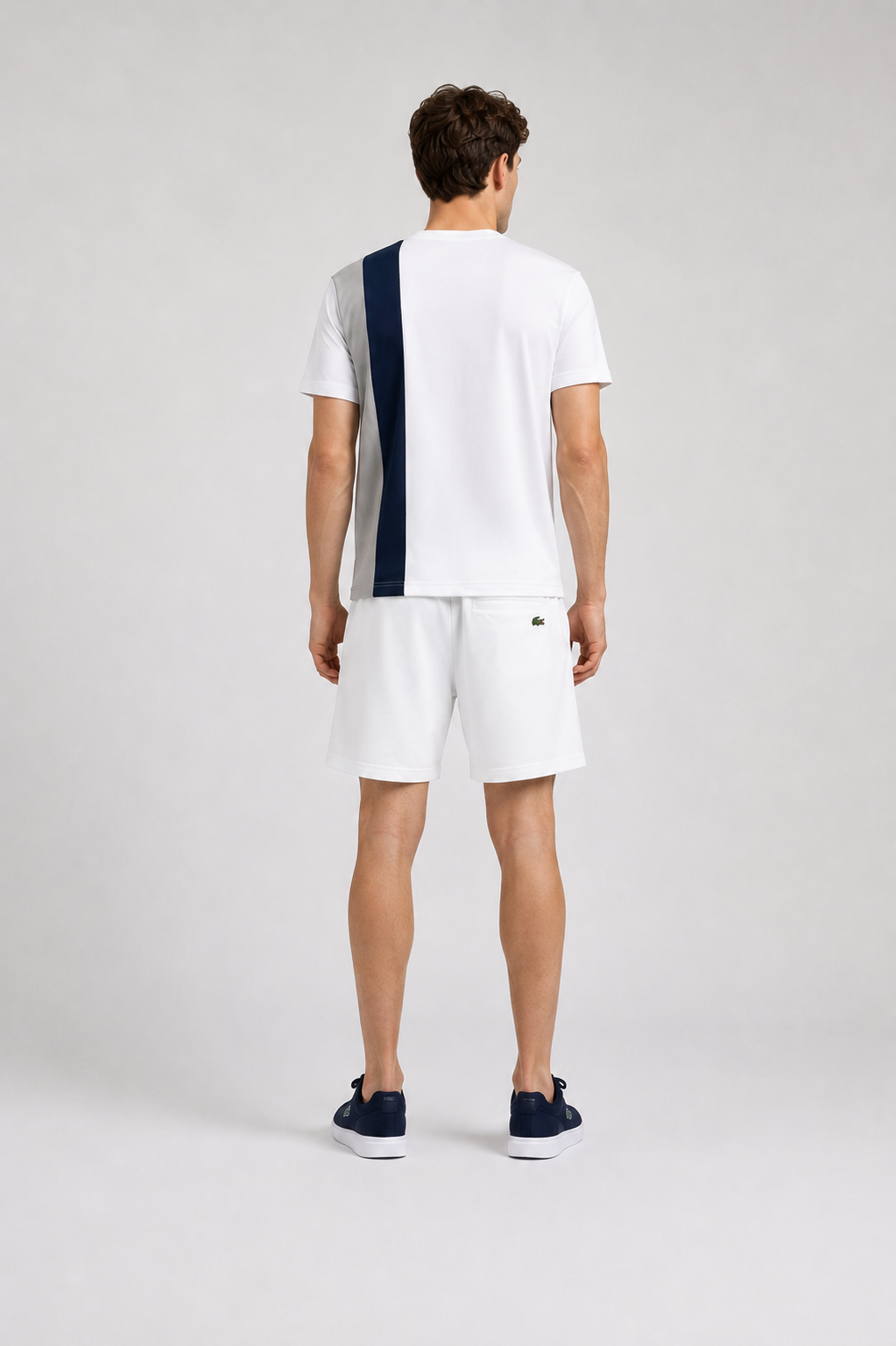 Lacoste Color-Block T-Shirt & Shorts Set - white and Blue