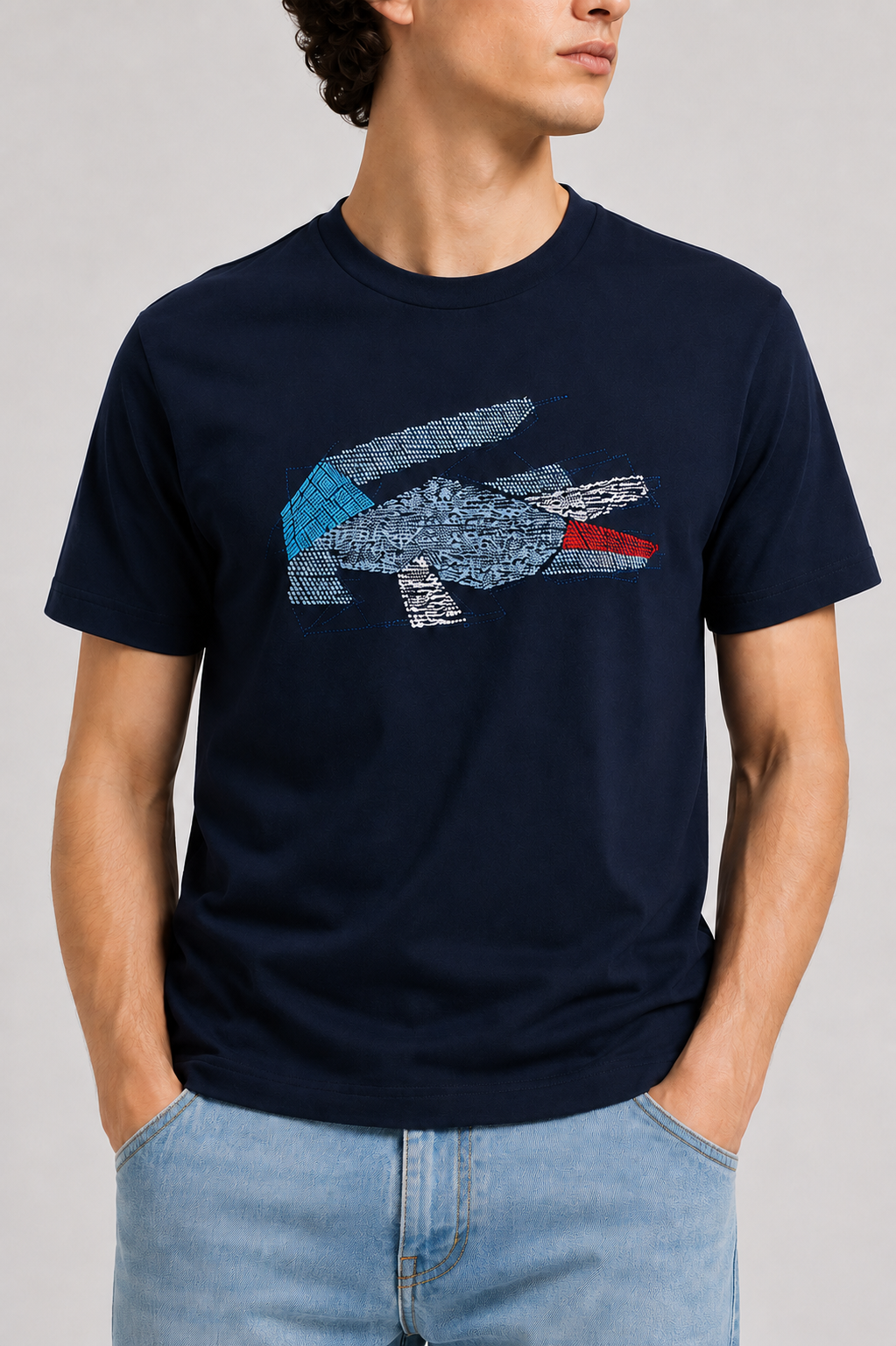 Lacoste crocodile Graphic T-shirt- Navy Blue