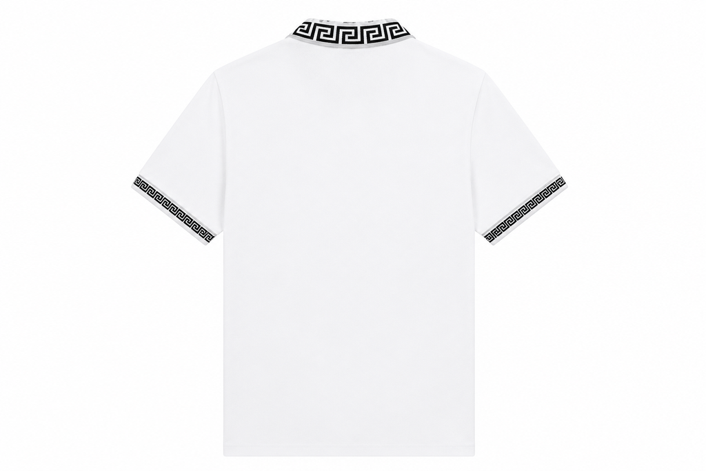 Versace Black Zip  Medusa Logo Polo – White