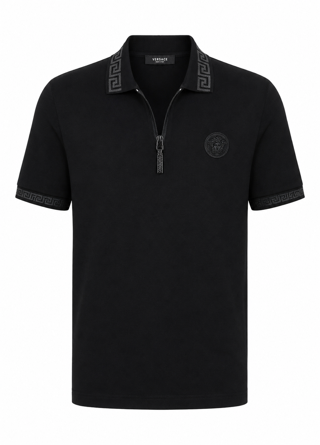 Versace Black Zip  Medusa Logo Polo – Black