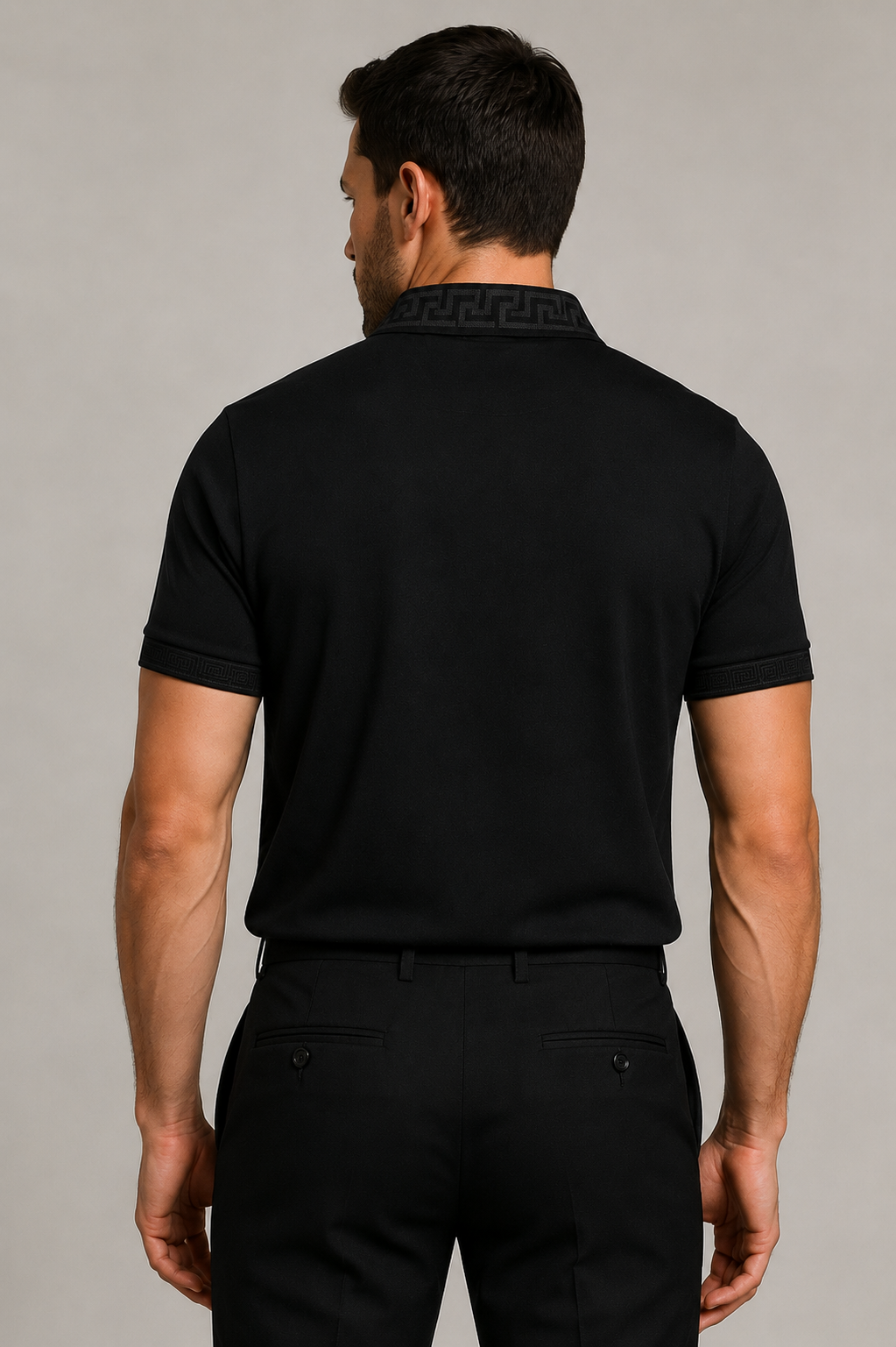 Versace Black Zip  Medusa Logo Polo – Black