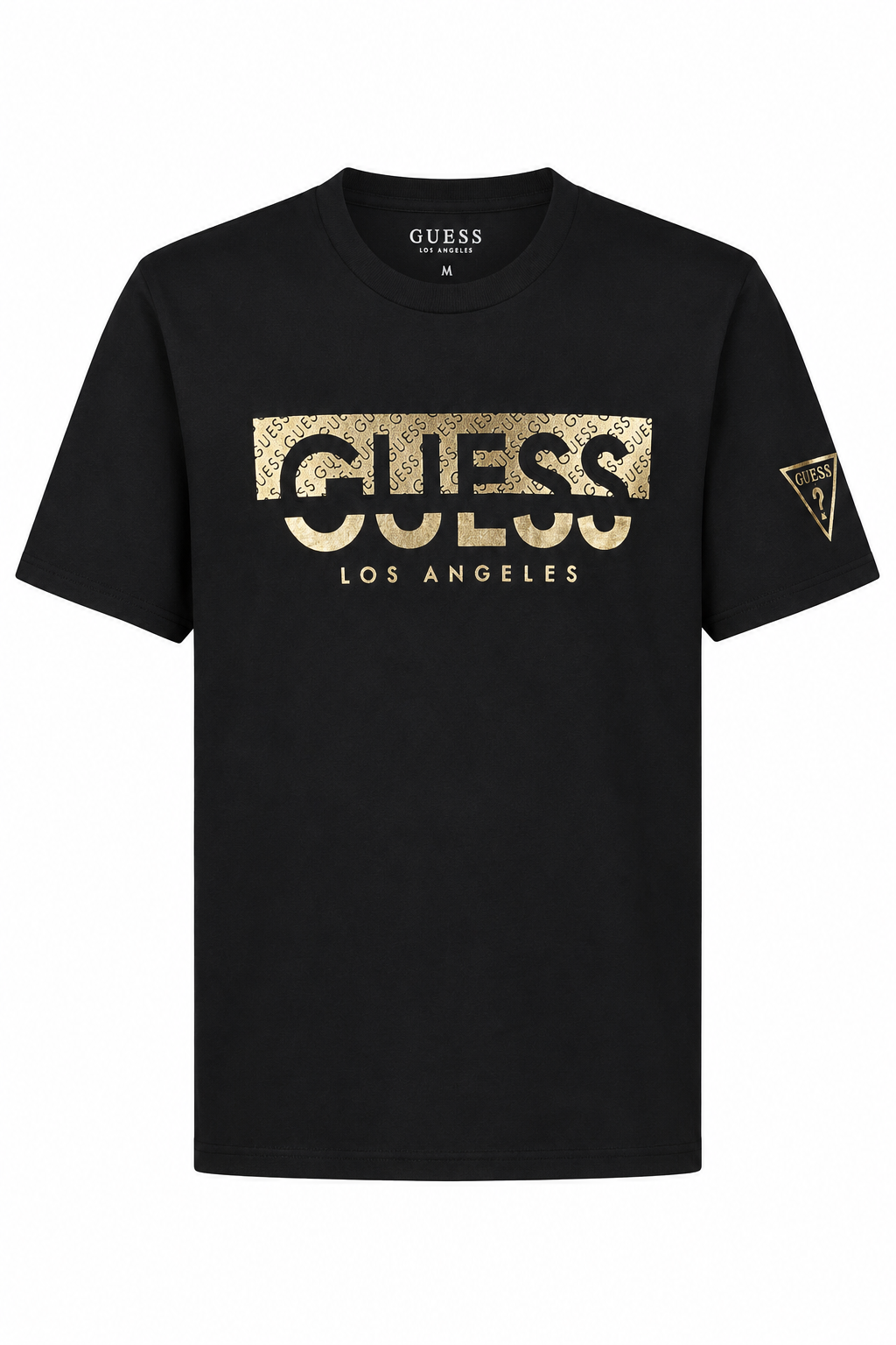 Guess Gold embroidered logo T-shirt - Balck