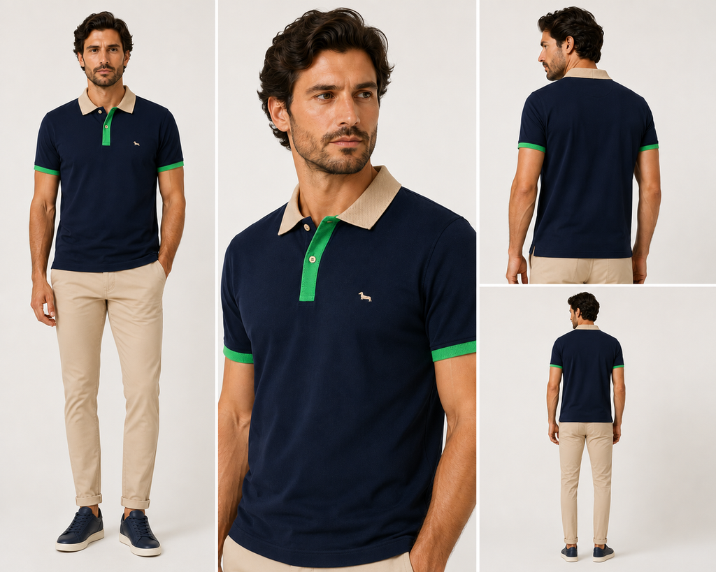 Harmont & Blaine colorful collar Polo - Navy Blue