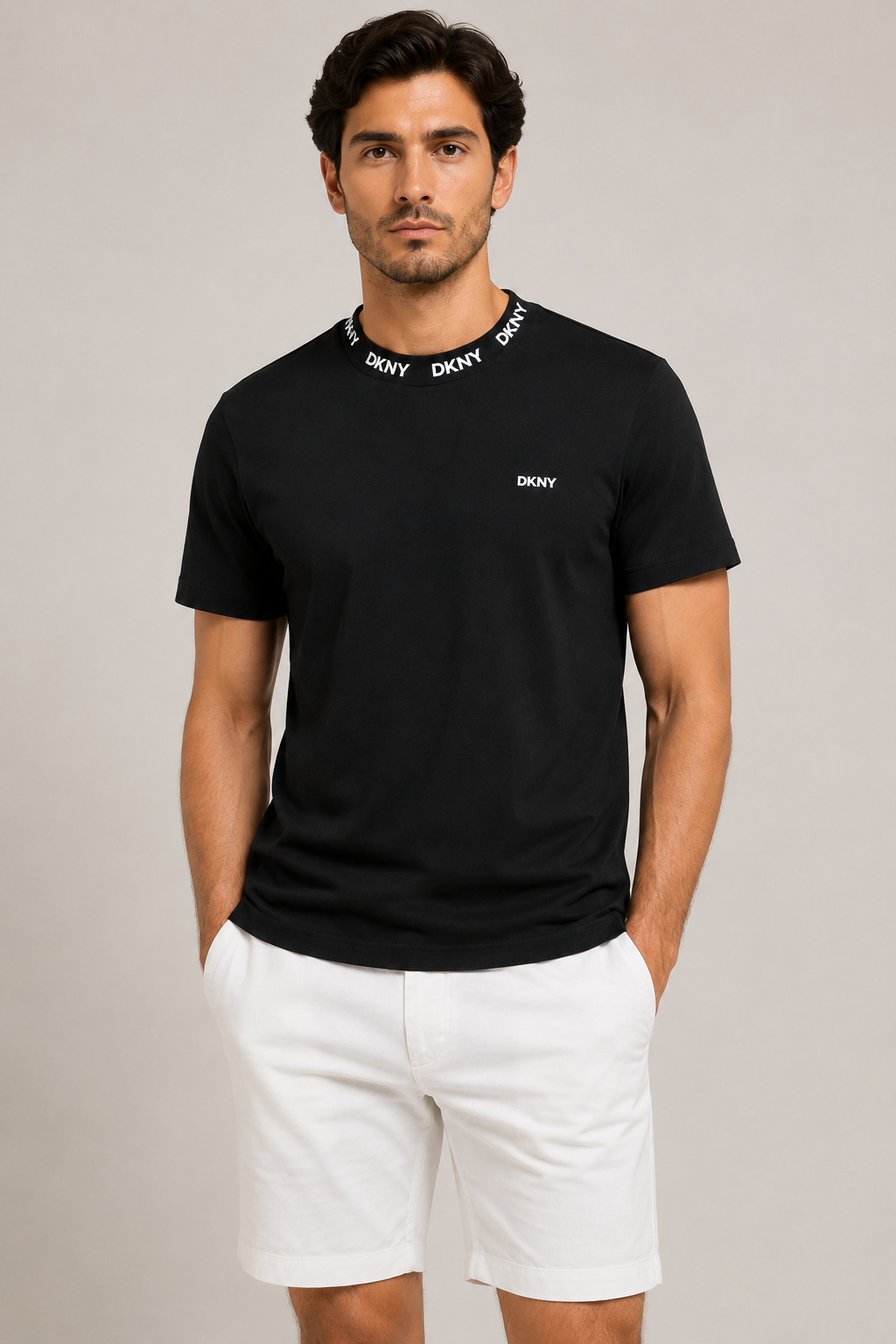 DKNY collar logo T-shirt - Black