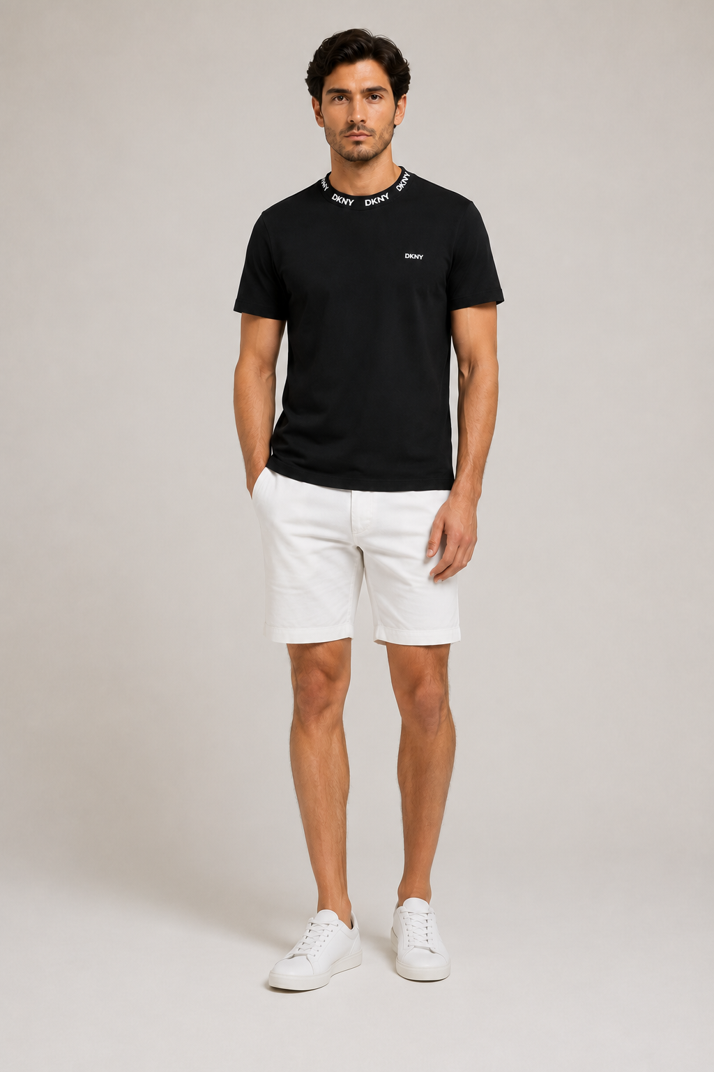 DKNY collar logo T-shirt - Black