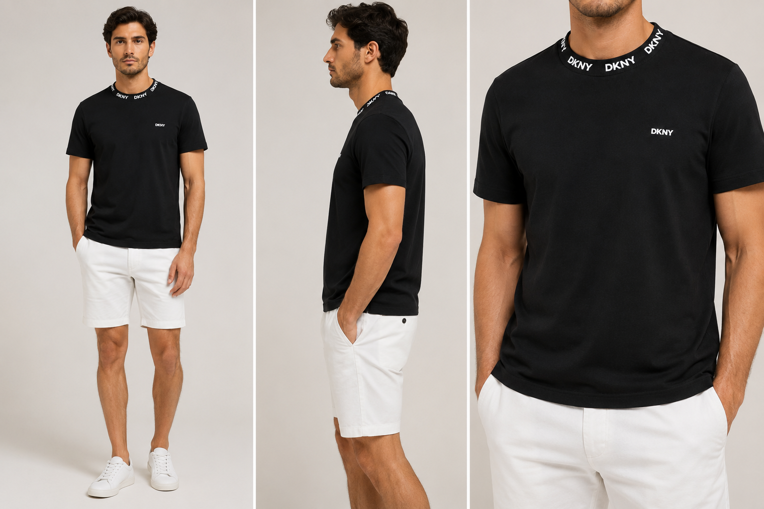 DKNY collar logo T-shirt - Black