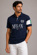 LM Milan logo Polo - Navy blue