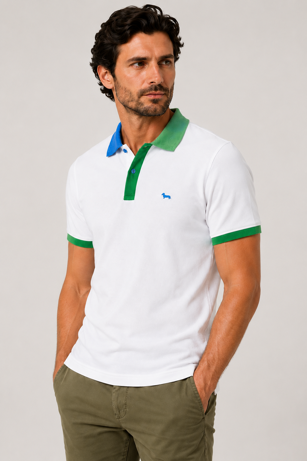 Harmont & Blaine colorful collar Polo - White