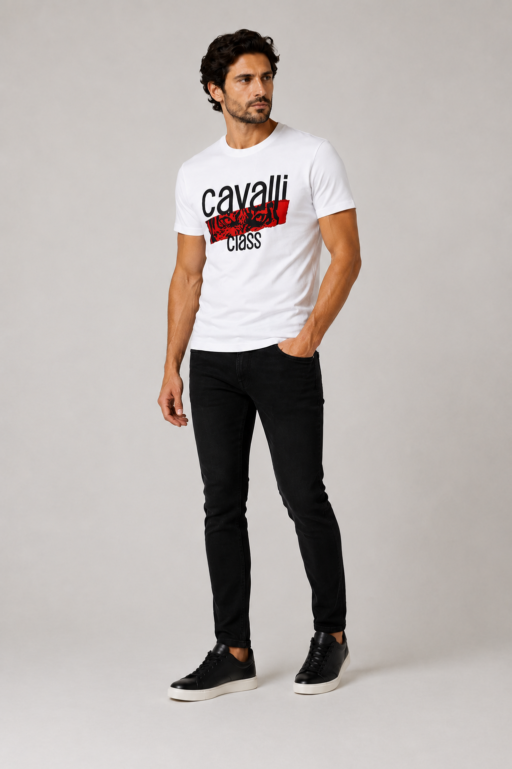 Cavalli Class Graphic tee logo T-shirt - White