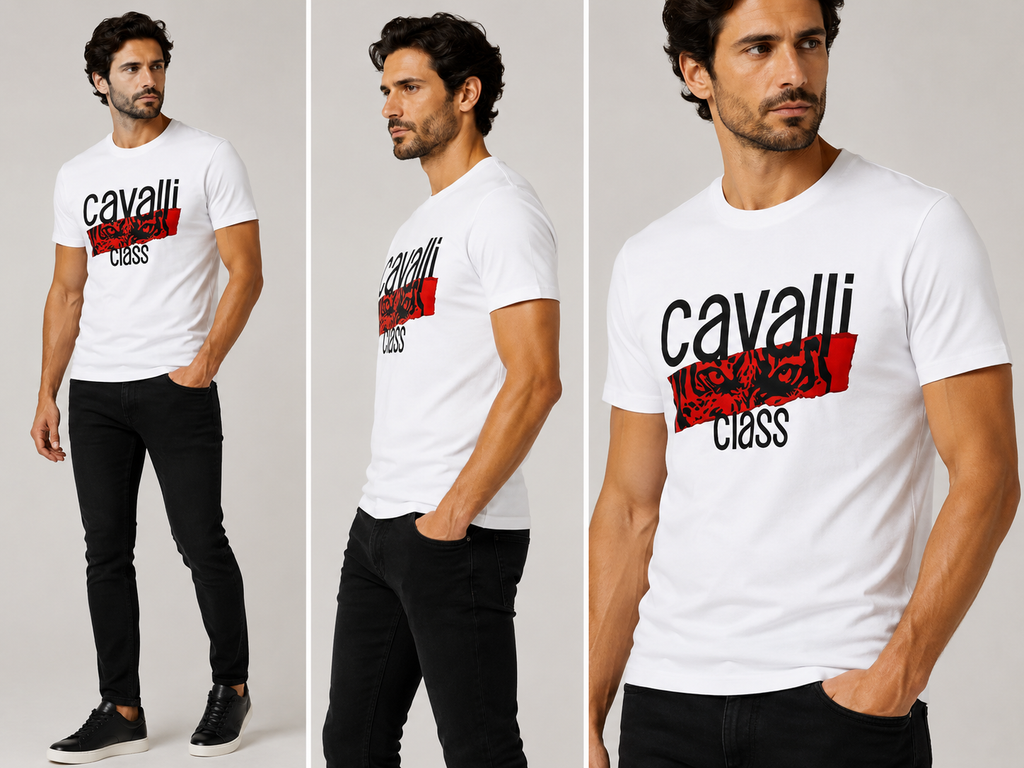 Cavalli Class Graphic tee logo T-shirt - White