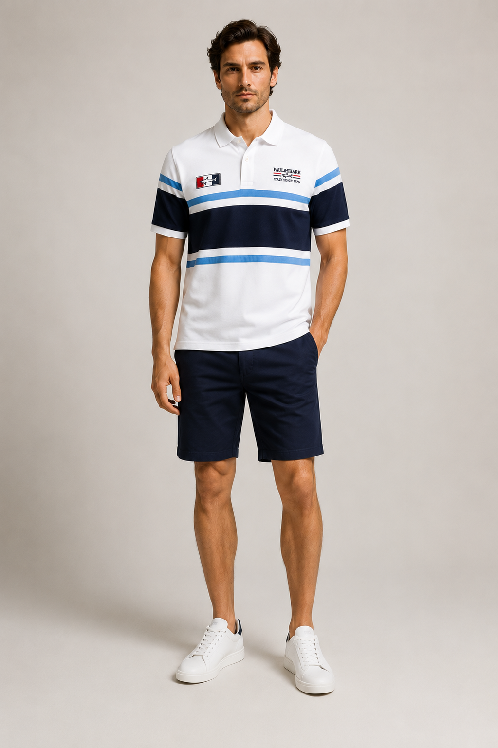 Paul & Shark striped polo - white