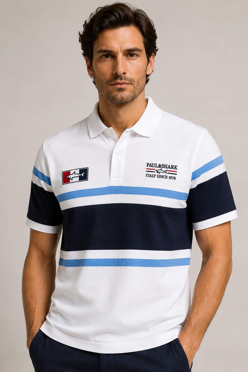 Paul & Shark striped polo - white