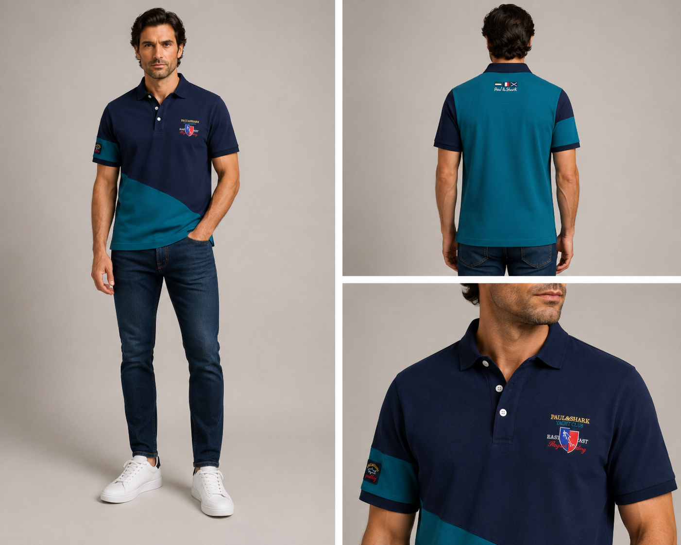 Paul & Shark colorblock polo - Navy and green