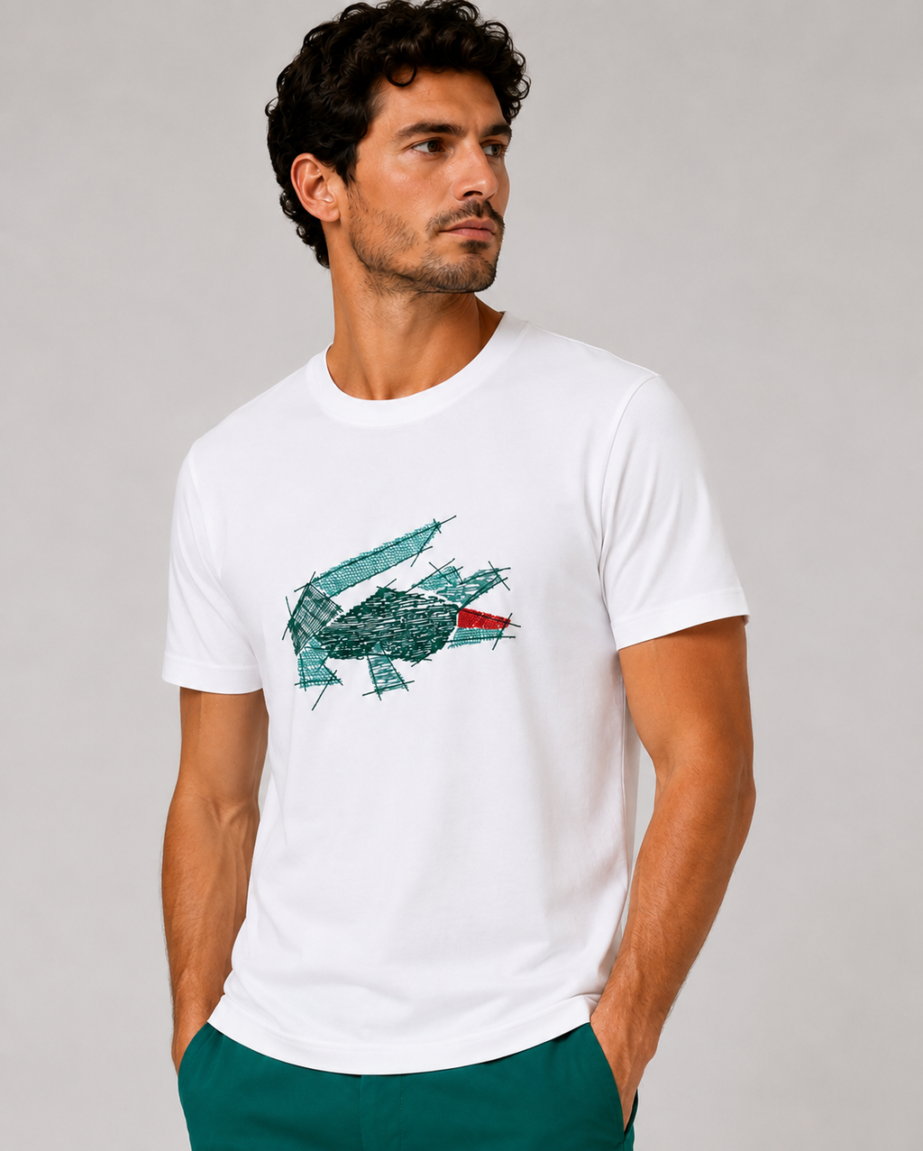 Lacoste crocodile Graphic T-shirt- White