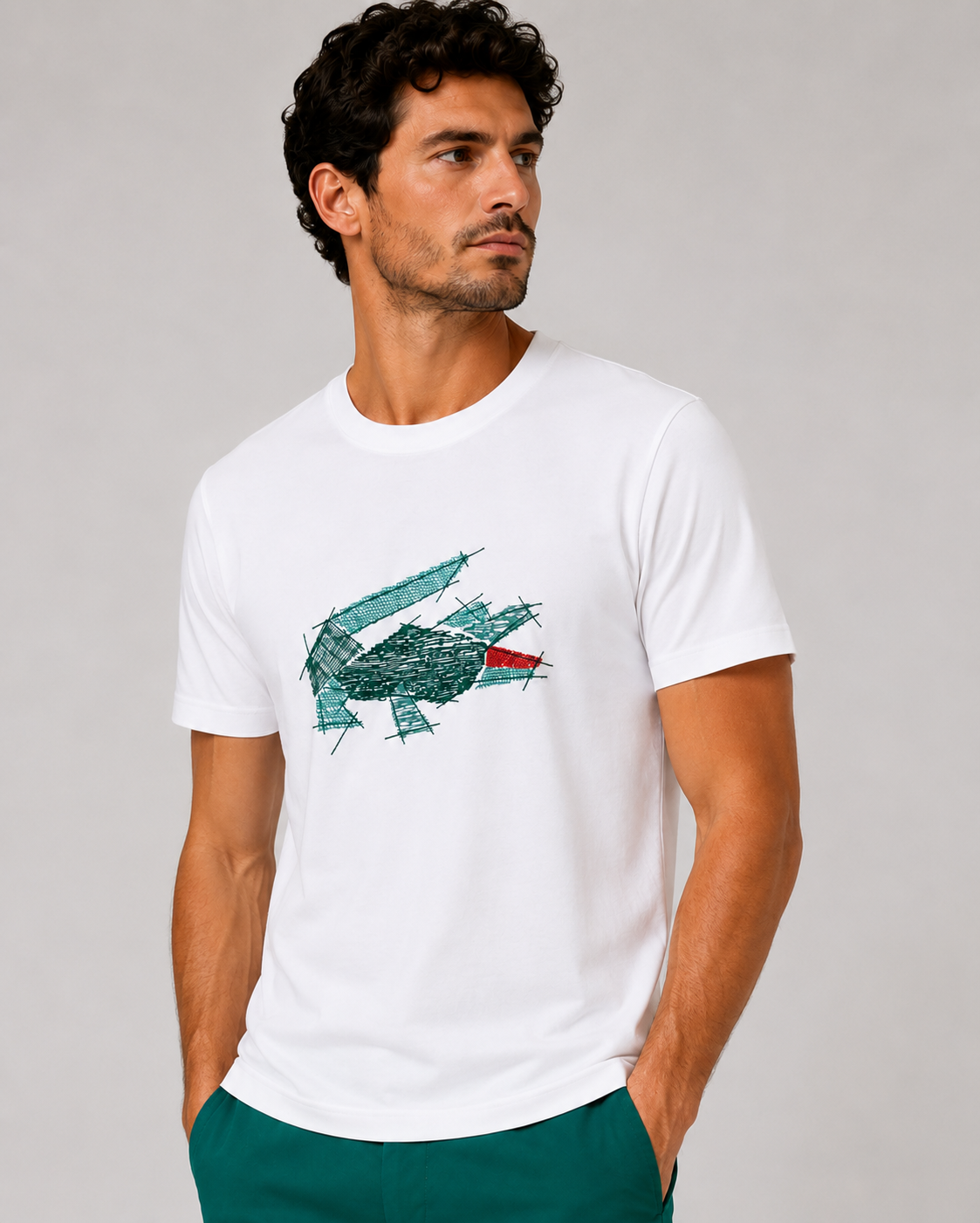 Lacoste crocodile Graphic T-shirt- White