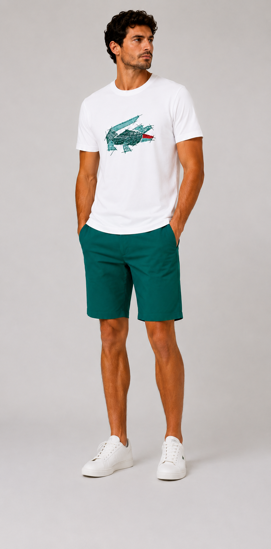 Lacoste crocodile Graphic T-shirt- White