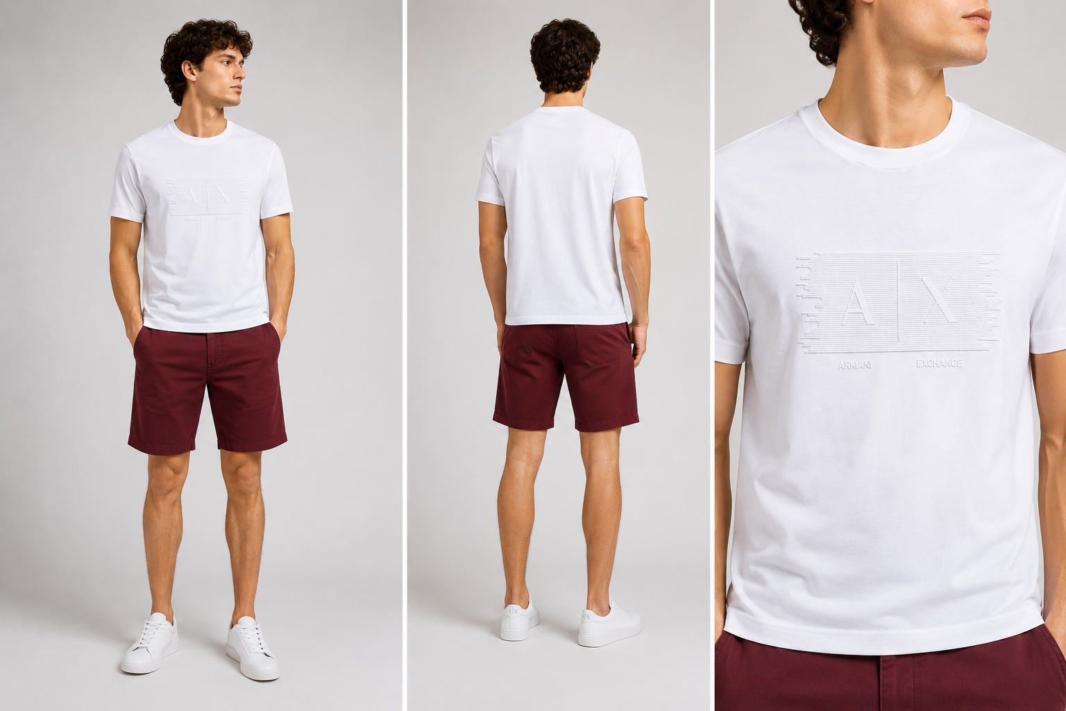 Armani Exchange embroidered AX logo T-shirt - White