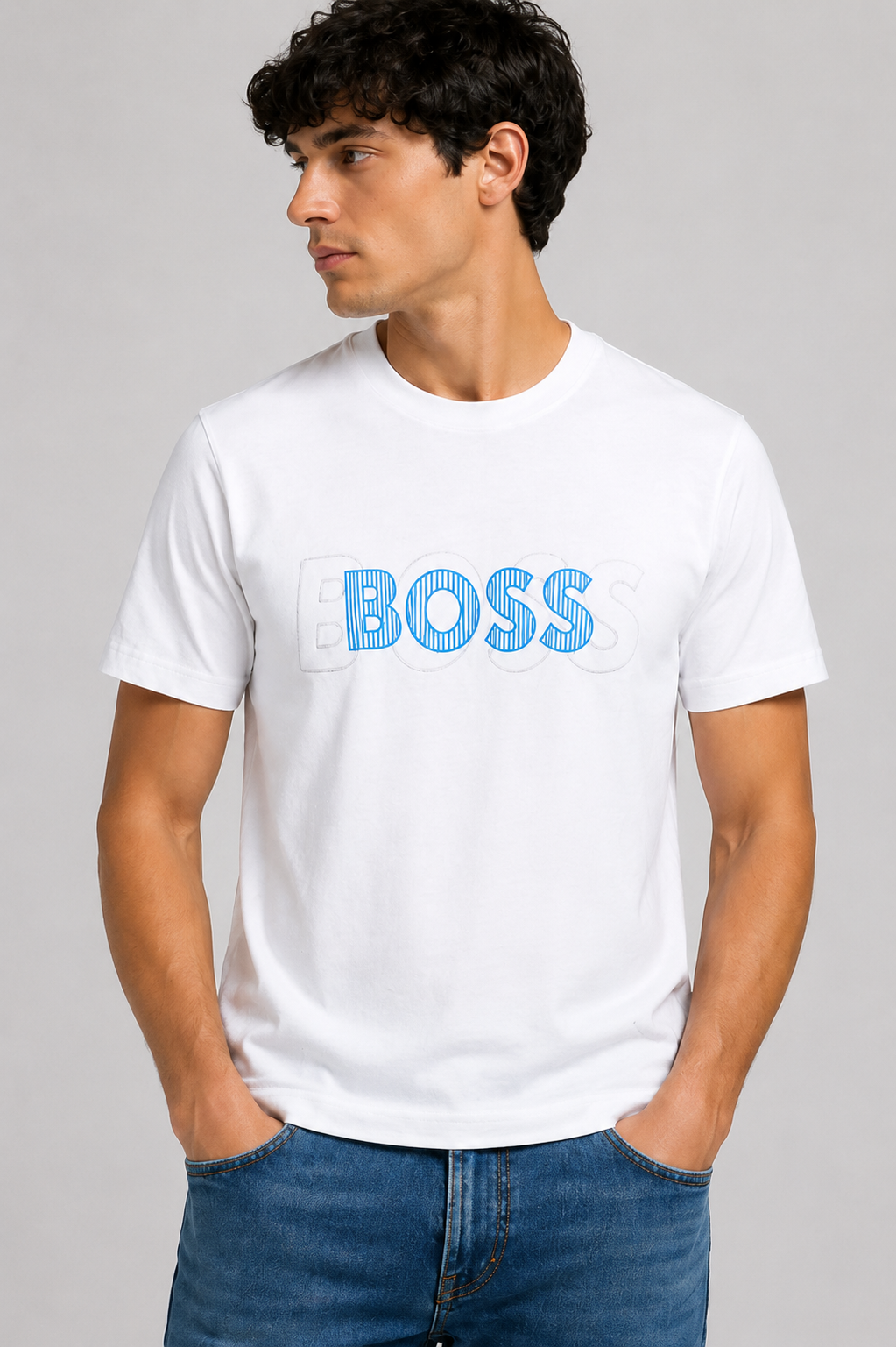 BOSS  layered Logo T-Shirt - White
