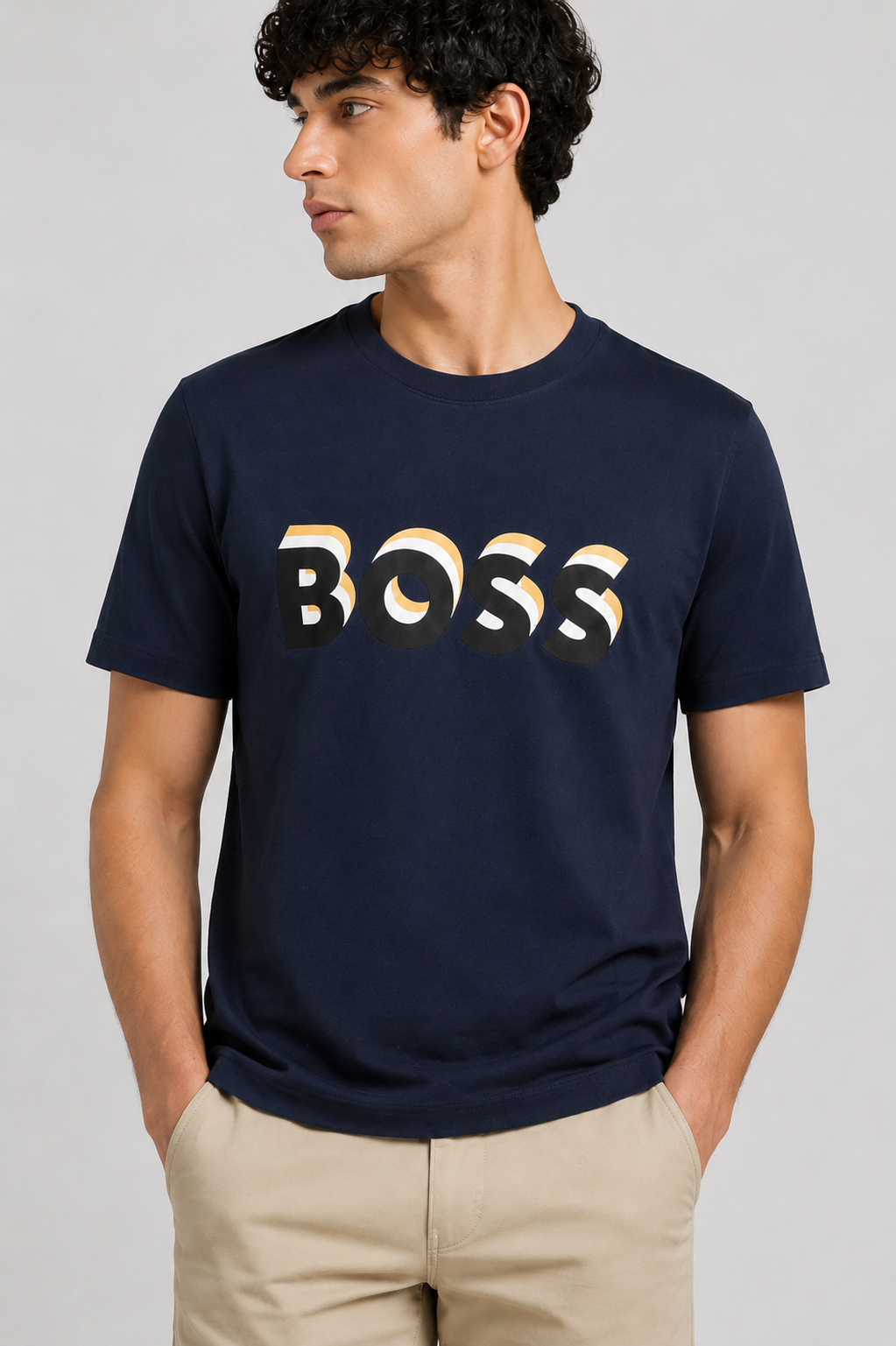 BOSS sticker Logo T-Shirt - Blue Navy