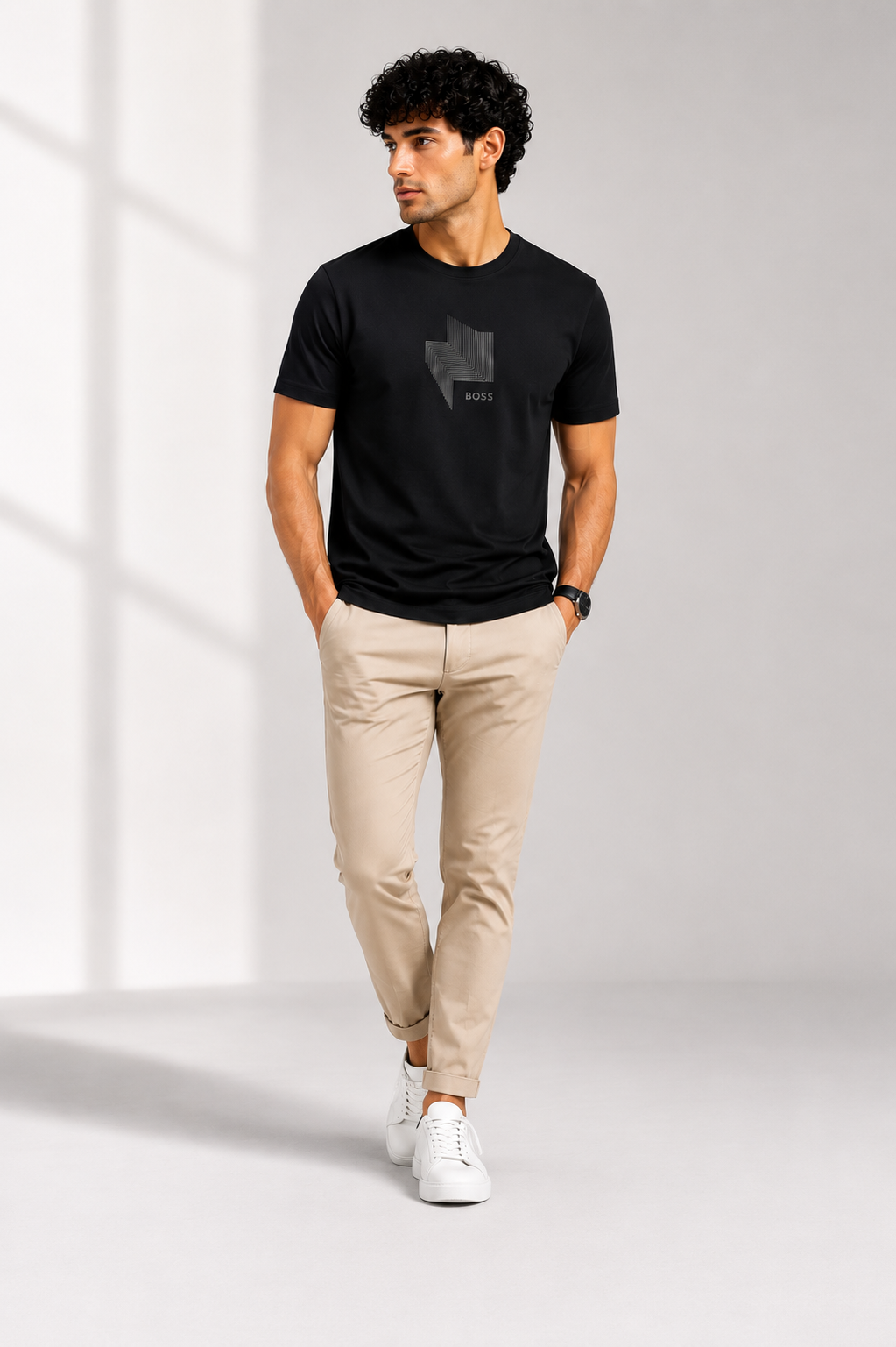 BOSS embroidered rubber logo T-Shirt-Black