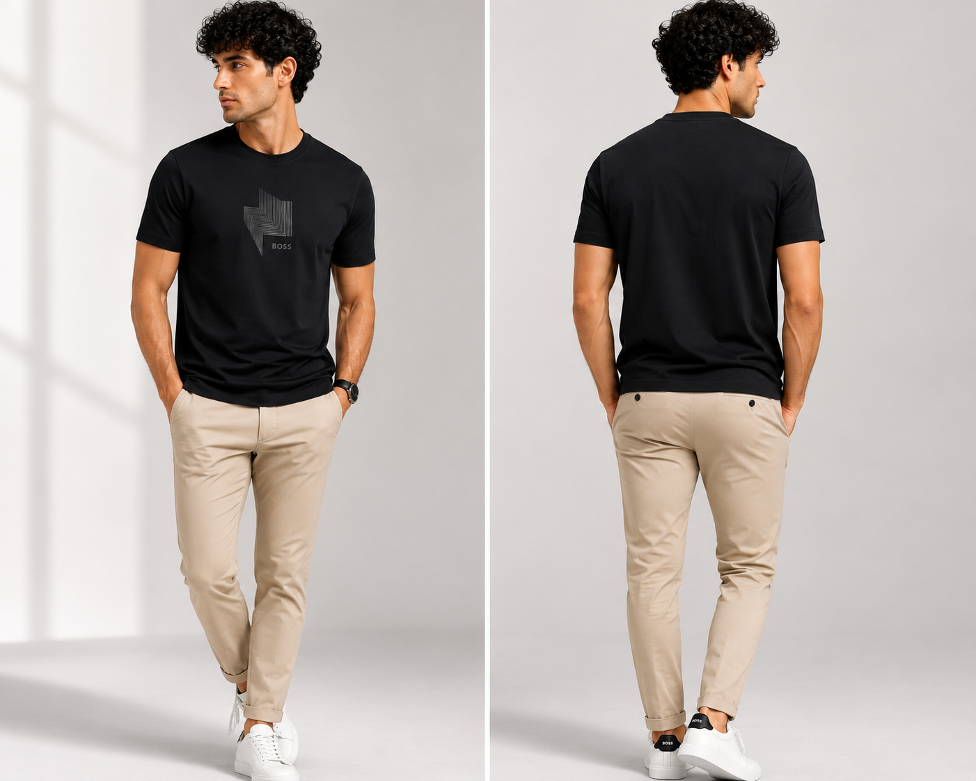 BOSS embroidered rubber logo T-Shirt-Black