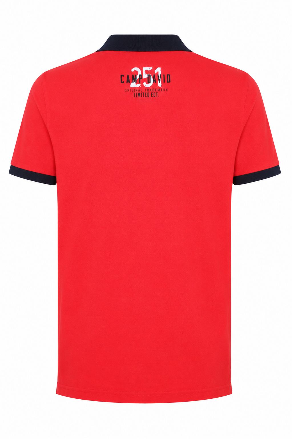 David Camp Men's Graphic Polo Shirt – Red with Navy Collar