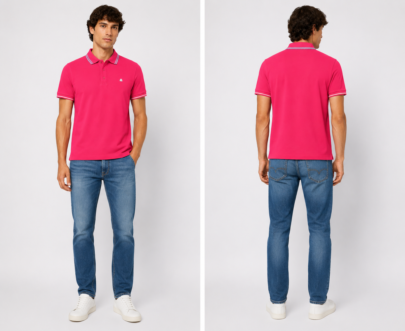 Benetton Regular Fit Embroidered Logo  Polo - Pink