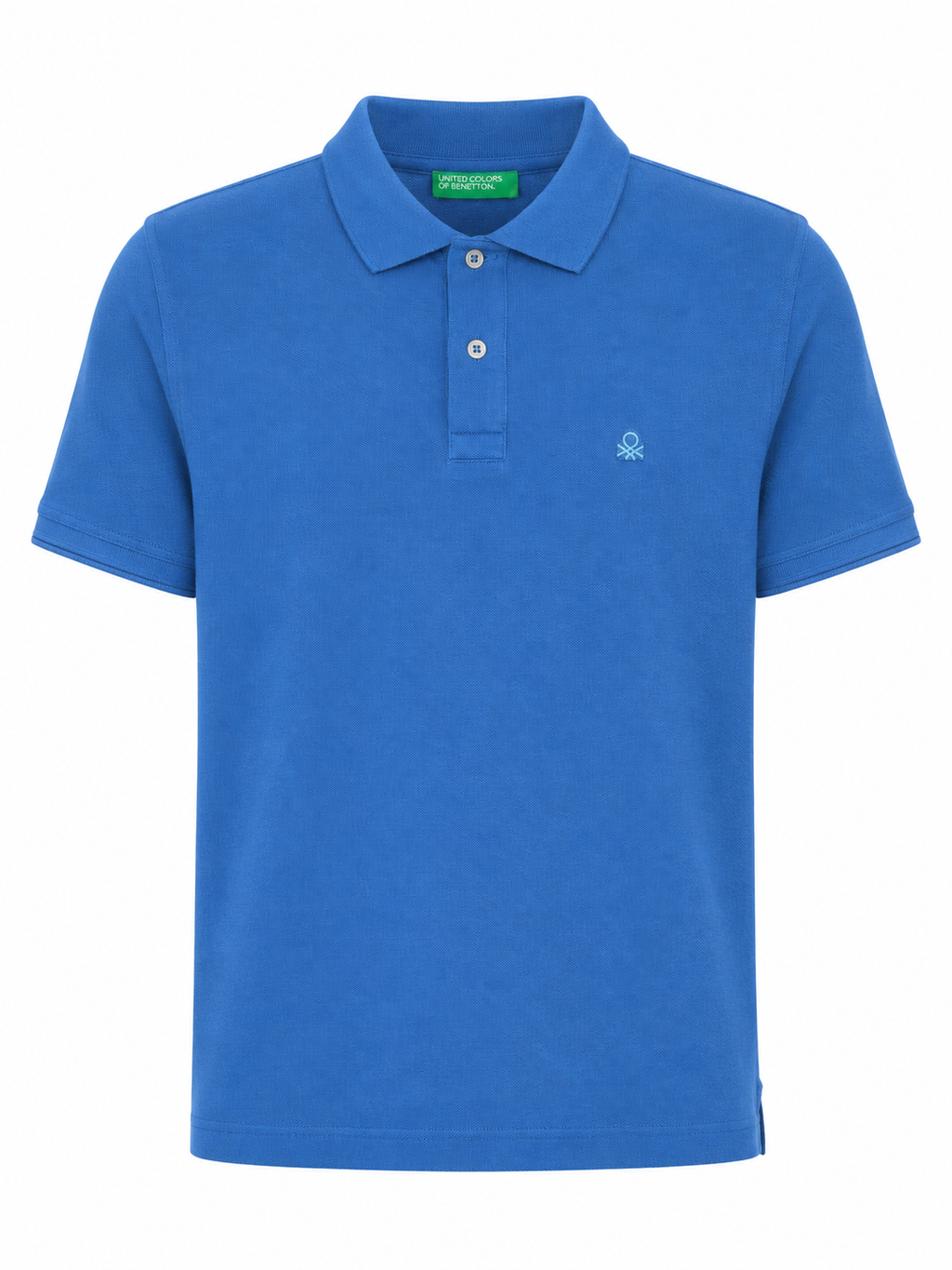 Benetton Regular Fit Embroidered Logo  Polo -Washed Blue