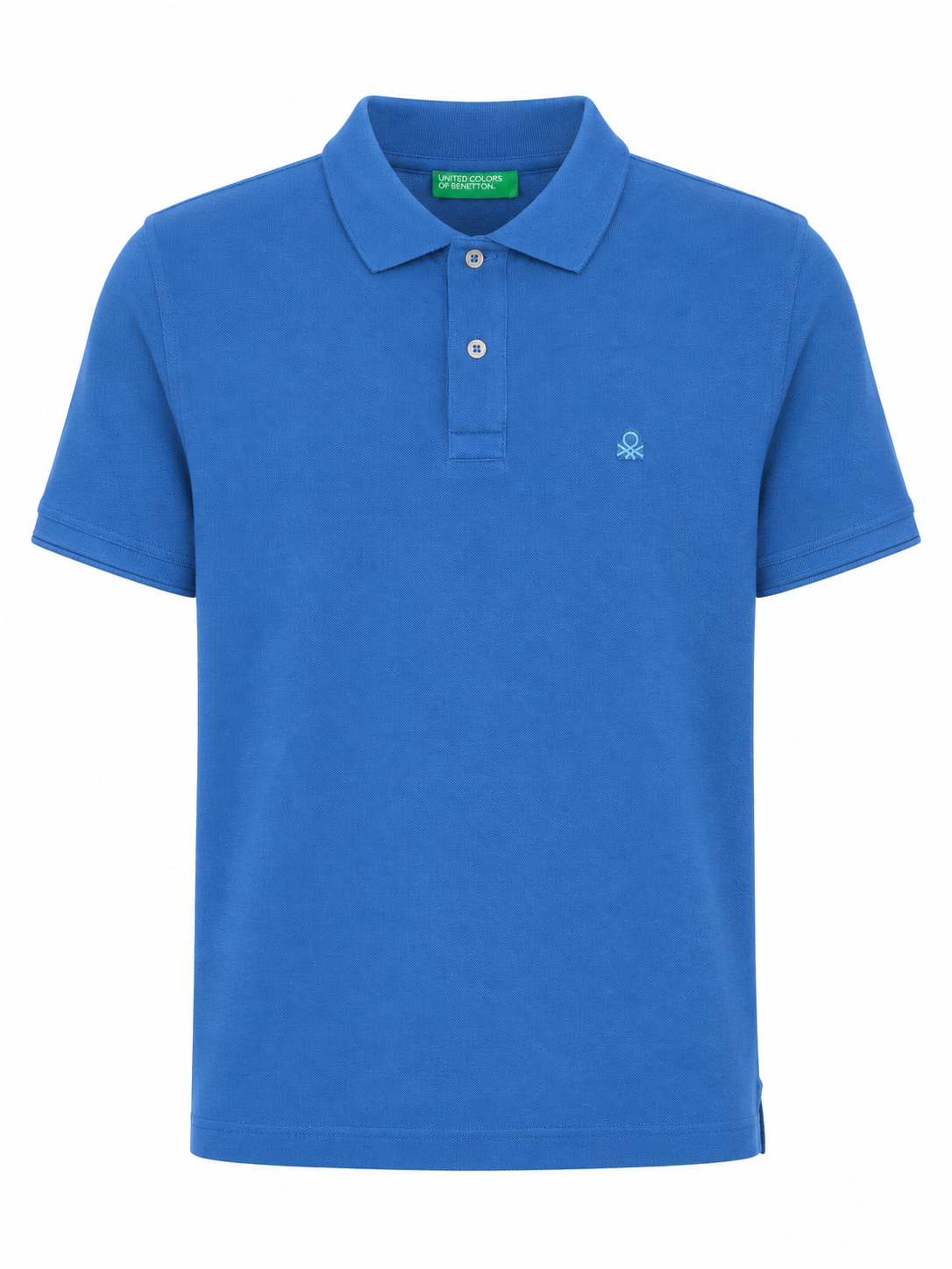 Benetton Regular Fit Embroidered Logo  Polo -Washed Blue