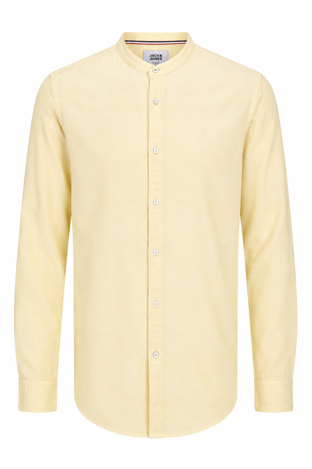 Jack & Jones Mandarin Collar Long Sleeve Shirt – Light Yellow