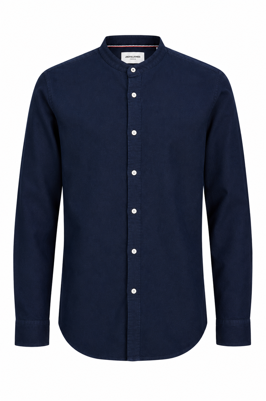 Jack & Jones Mandarin Collar Long Sleeve Shirt – Navy Blue