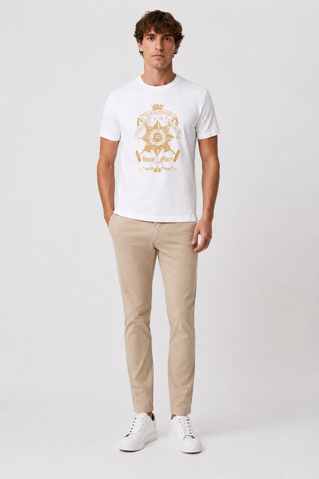 La Martina Crew Neck Short Sleeve Graphic Print T-Shirt -White