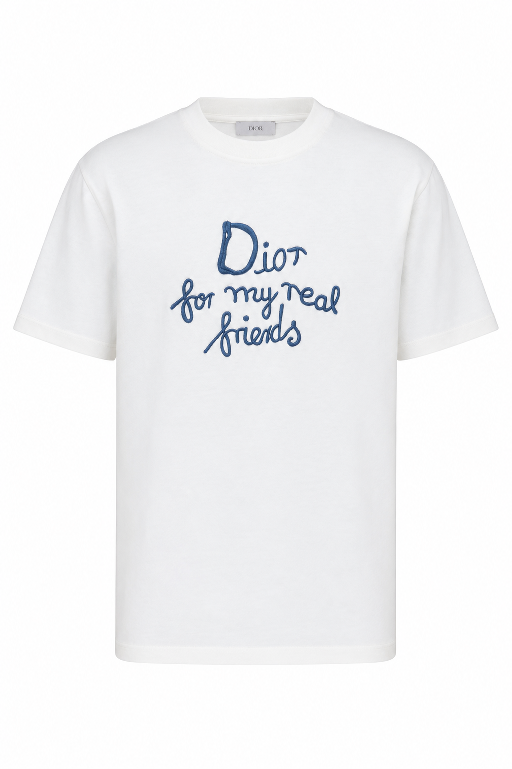 Dior embroidered Blue Logo T-shirt - White