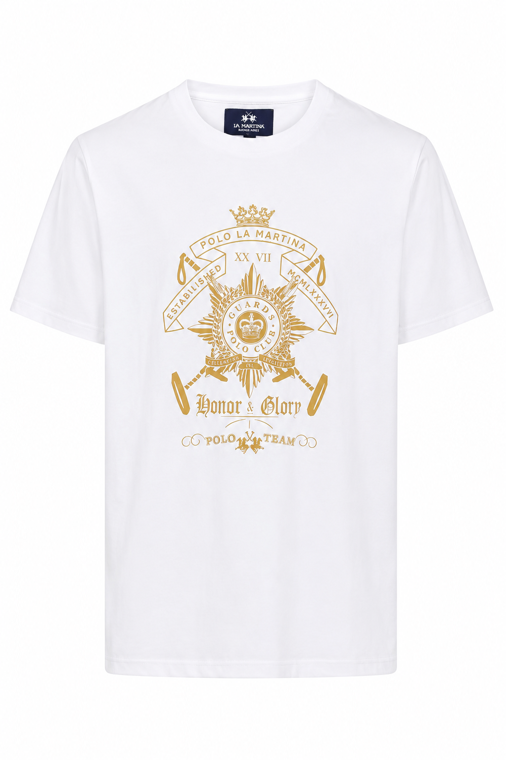 La Martina Crew Neck Short Sleeve Graphic Print T-Shirt -White