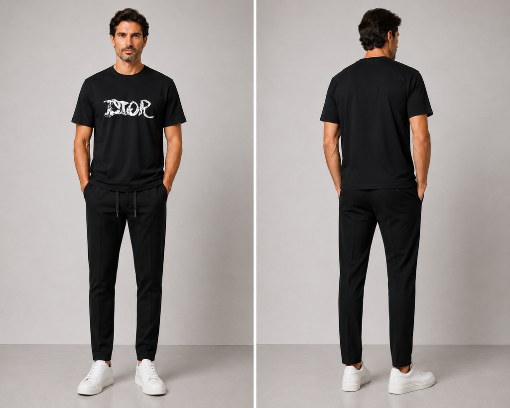 Dior White Logo T-shirt - Black