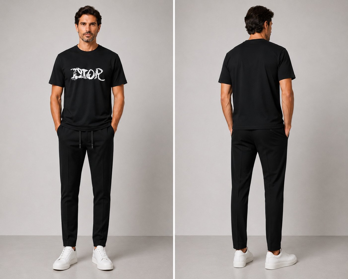 Dior White Logo T-shirt - Black