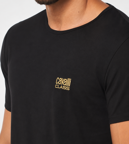 Cavalli class crew Neck body fit Brand Logo T-Shirt, Black