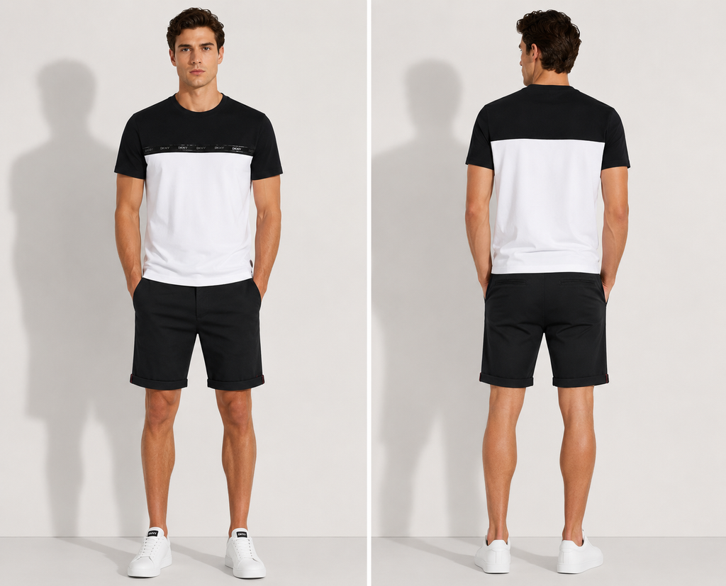 DKNY colorblocked crewneck T-shirt - Black and white