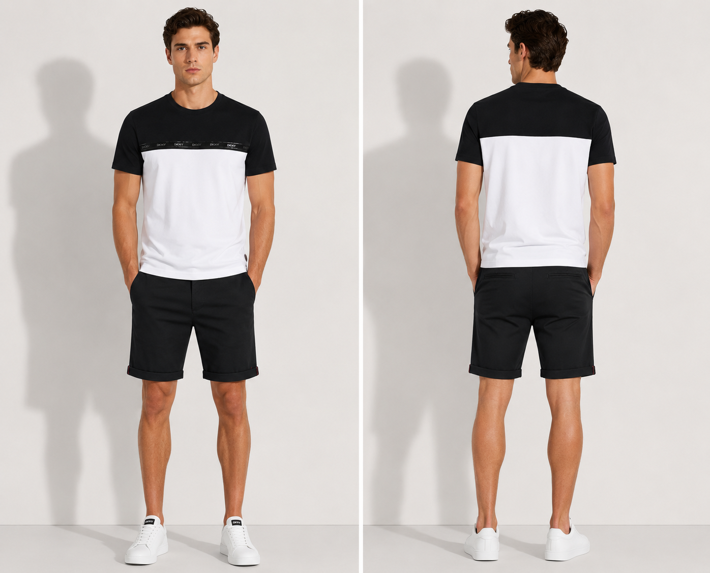 DKNY colorblocked crewneck T-shirt - Black and white