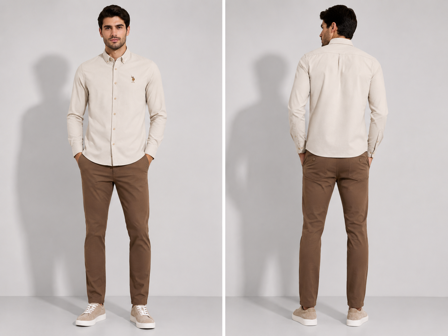 U.S. Polo Beige Long-Sleeve Basic Shirt= Beige