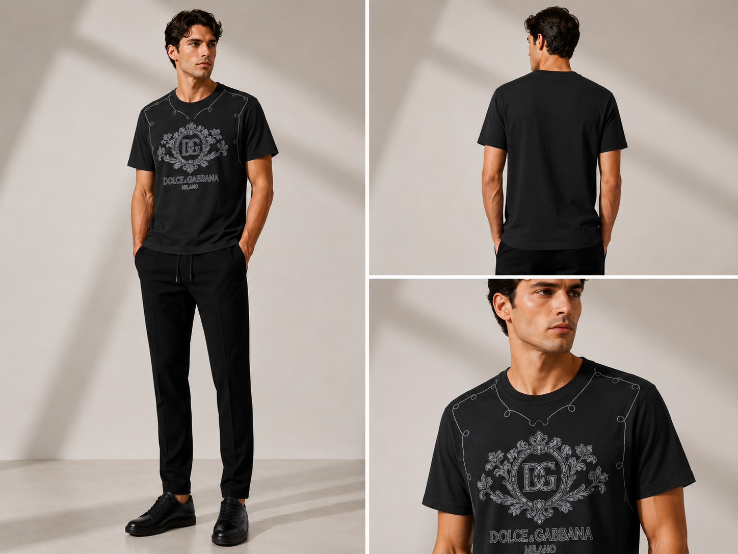 Dolce & Gabbana Embroidered  Premium T-Shirt - Black