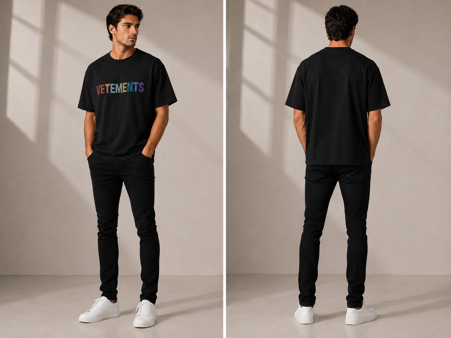 Vetements Crystal multicolored Logo T-shirt - Black