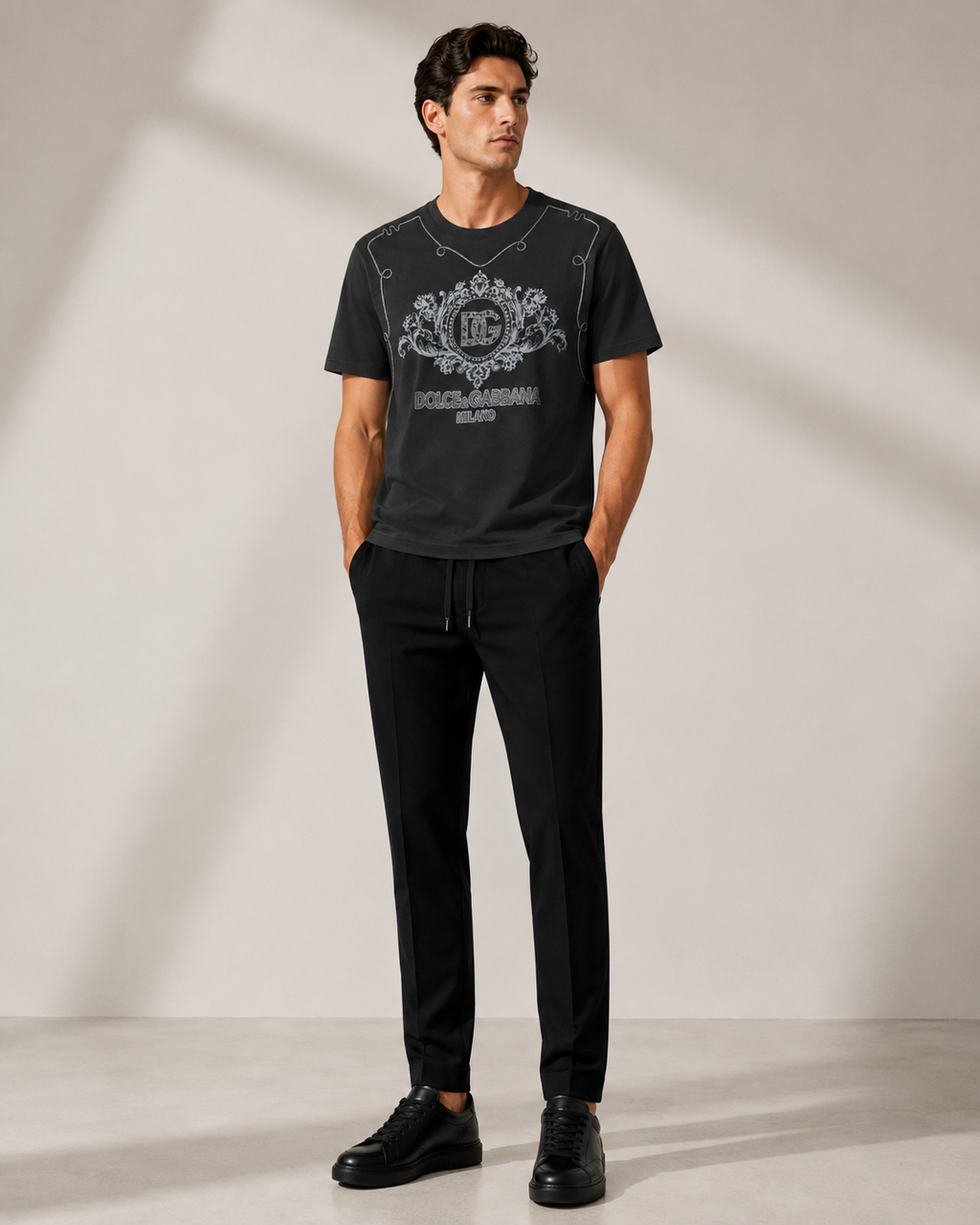 Dolce & Gabbana Embroidered  Premium T-Shirt - Black