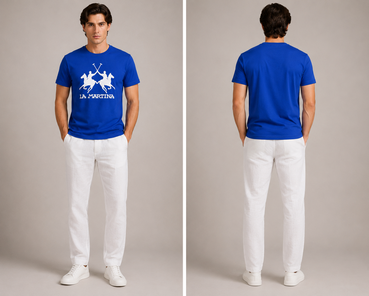 La Martina  Short Sleeve Brand Logo T-Shirt-Blue