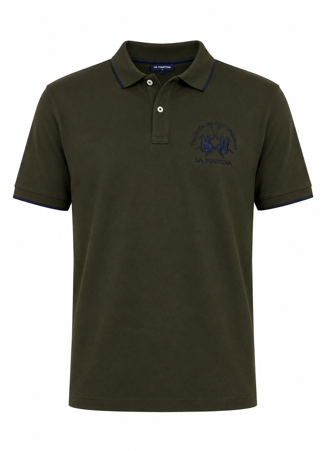 La Martina Regular Fit Embroidered Logo  Polo - Olive Green