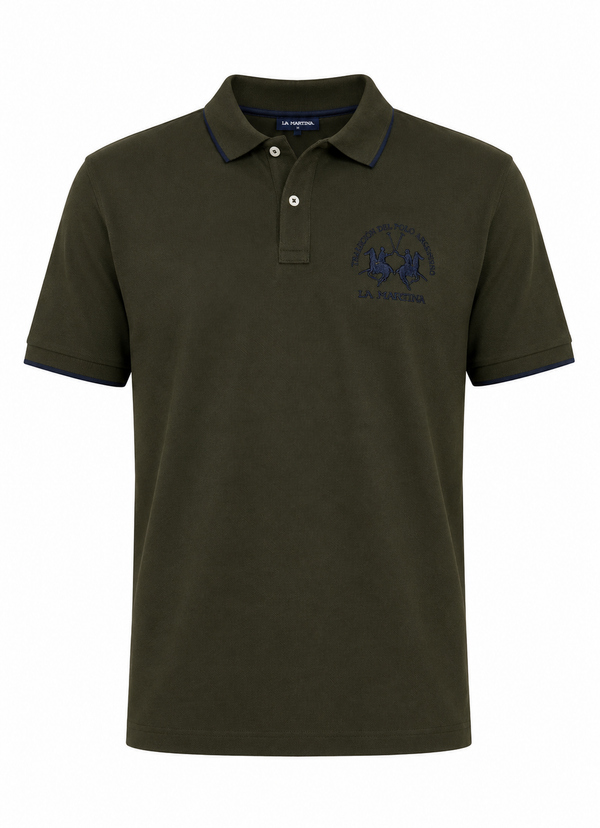 La Martina Regular Fit Embroidered Logo  Polo - Olive Green