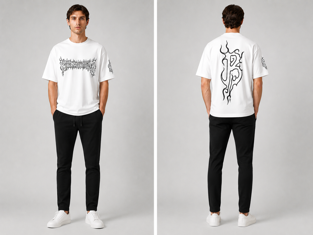 Balenciaga Oversized graphic print Logo T-shirt - White