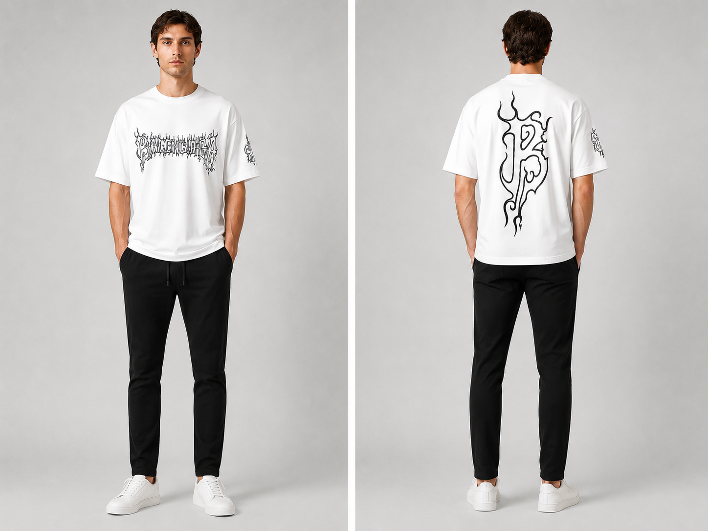 Balenciaga Oversized graphic print Logo T-shirt - White